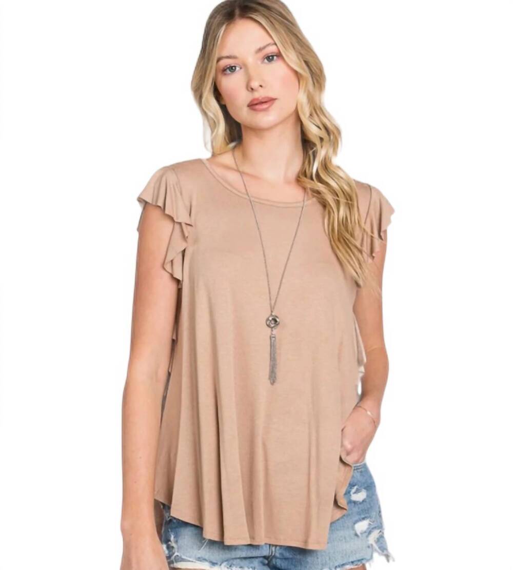 NEW PANACHE high standards ruffle sleeves top - plus in mocha
